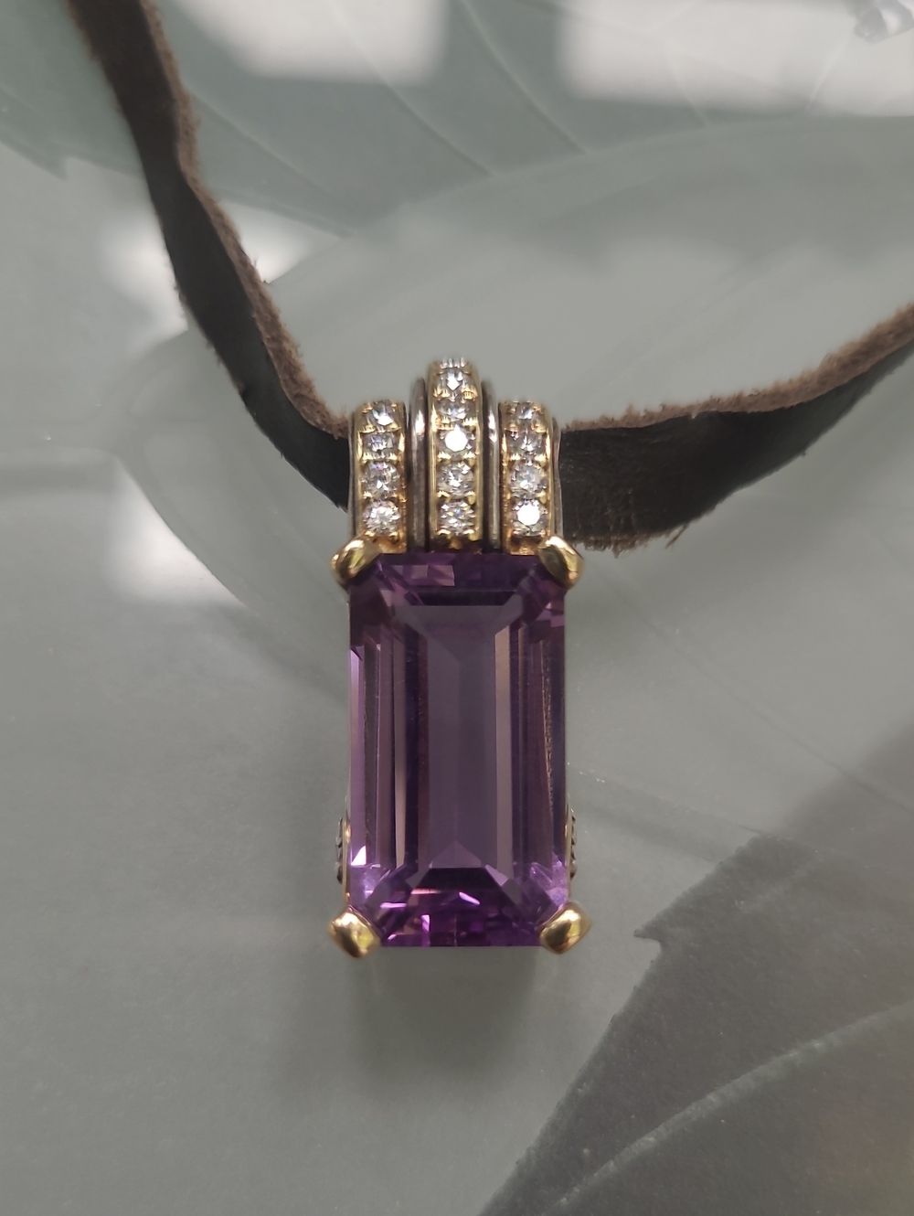 LAGOS Caviar Gold Diamonds Amethyst Pendant Necklace